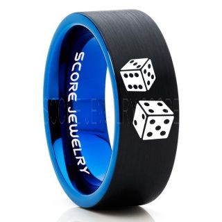 Craps Ring, Dice Ring, Dice Jewelry, Dice Wedding Ring, Poker Ring, Gaming Ring, Casino Ring, Joker Ring, Black Wedding Band, Black Tungsten Ring