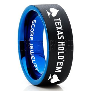 Texas Holdem Poker Ring, Poker Ring, Ace of Spades Ring, Poker Jewelry, Blackjack Ring, Casino Ring, Joker Ring, Poker Wedding Ring, Black Tungsten Ring