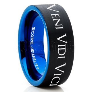 Veni Vidi Vici Ring, Julius Caesar Ring, Roman Ring, Roman Republic Ring, I Came I Saw I Conquered Ring, Roman Senate Ring, Julius Caesar Jewelry, Black Tungsten Ring
