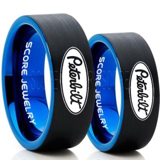 Peterbilt Rings, Peterbilt Jewelry, 2 Piece Couple Set Black Tungsten Rings, Trucker Rings, Truck Driver Rings, Driver Rings, Black Tungsten Wedding Bands