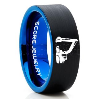 Backhoe Ring, Excavator Ring, Tractor Ring, Construction Machinery Ring, Backhoe Jewelry, Excavation Machinery Ring, Bulldozer Ring, Black Tungsten Wedding Ring, Black Tungsten Ring