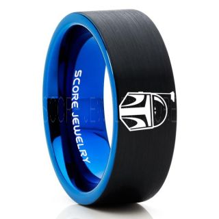 Boba Fett Ring, Boba Fett Helmet Ring, Boba Fett Mandalorian Ring, Star Wars Ring, Star Wars Wedding Band, Black Mandalorian Wedding Ring, Black Tungsten Band, Mandalorian Wedding Band, Star Wars Wedding Ring, Star Wars Mandalorian Jewelry