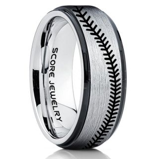 Baseball Ring, Baseball Stitch Pattern Ring, Silver Tungsten Ring, Silver Ring, Silver Wedding Band, Silver Wedding Ring, Baseball Stitch Ring, Silver Tungsten Band