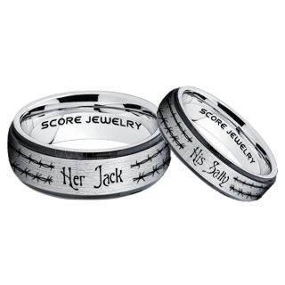 Jack and Sally Rings, Jack and Sally Wedding Bands, Silver Tungsten Rings, Silver Tungsten Wedding Bands, Jack and Sally Wedding Rings, Matching Couple Rings