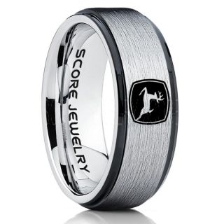 John Deere Ring, Farmer Ring, Agriculture Ring, Construction Machinery Ring, John Deere Jewelry, John Deere Machinery Ring, Farmer Tungsten Wedding Ring, Silver Tungsten Ring