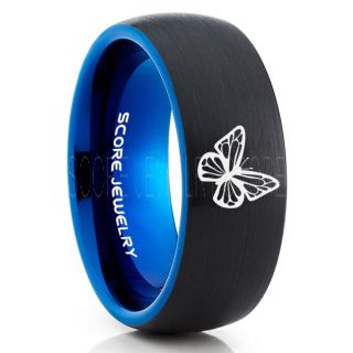Butterfly Ring, Monarch Butterfly Ring, Butterfly Jewelry, Monarch Butterfly Jewelry, Monarch Butterfly Wedding Band, Animal Lover Ring, Nature Lover Ring, Black Tungsten Ring, Black Wedding Band