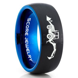 Backhoe Ring, Excavator Ring, Tractor Ring, Construction Machinery Ring, Backhoe Jewelry, Excavation Machinery Ring, Bulldozer Ring, Black Tungsten Wedding Ring, Black Tungsten Ring