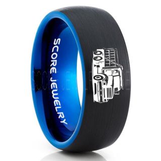 Dump Truck Ring, Truck Driver Ring, Trucker Ring, Black Tungsten Ring, Trucker Jewelry, Truck Driver Wedding Band, Black Tungsten Band, Black Wedding Ring