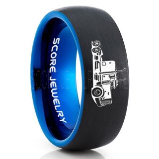 Truck Driver Ring, Trucker Ring, Black Tungsten Ring, Trucker Jewelry, Truck Driver Wedding Band, Black Tungsten Band, Black Wedding Ring