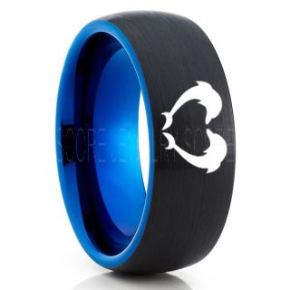 Dolphins Ring, Dolphin Heart Ring, Dolphin Wedding Ring, Dolphin Wedding Band, Marine Life Ring, Bottlenose Dolphins Ring, Black Tungsten Ring, Black Wedding Band, Ocean Life Wedding Band