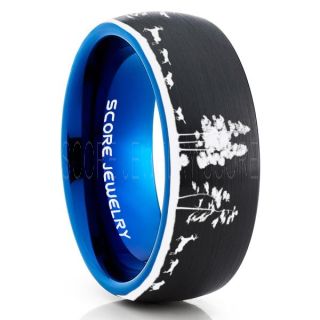 Wolves Hunting Deer Ring, Deer Hunting Ring, Elk Hunting Ring, Deer Hunting Tungsten Ring, Wolves Hunting Deer Scene Ring, Crossbow Deer Ring, Elk in Forest Scene Ring, Deer Jewelry, Black Tungsten Wedding Band