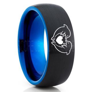 Dolphins Ring, Dolphin Heart Ring, Dolphin Wedding Ring, Dolphin Wedding Band, Marine Life Ring, Bottlenose Dolphins Ring, Black Tungsten Ring, Black Wedding Band, Ocean Life Wedding Band