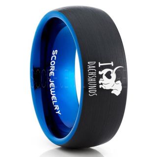 Dachshund Ring, Sausage Dog Ring, Wiener Dog Ring, Dachshund Jewelry, Dachshund Wedding Band, Dog Lover Ring, Puppy Ring. Black Tungsten Ring, Black Wedding Band, Dog Lover Jewelry