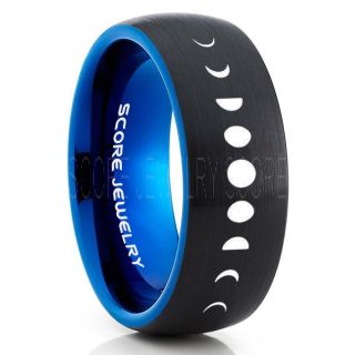Moon Phases Ring, Moon Ring, Moon Jewelry, Astronomy Ring, Science Ring, Lunar Phases Ring, Lunar Jewelry, Teacher Ring, Black Tungsten Ring
