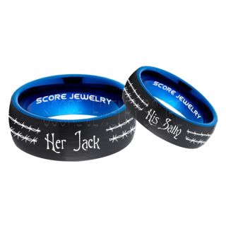 Jack and Sally Rings, Jack and Sally Wedding Bands, Black Tungsten Rings, Black Tungsten Wedding Bands, Jack and Sally Wedding Rings, Matching Couple Rings
