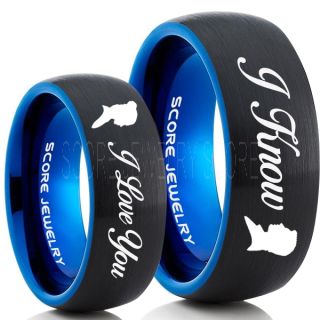 I Love You I Know Rings, 2 Piece Couple Set Star Wars Rings, Star Wars Wedding Bands, Matching I Love You I Know Rings, Black Wedding Rings, Black Tungsten Bands, Star Wars Wedding Bands