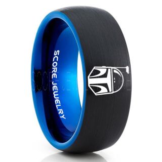 Boba Fett Ring, Boba Fett Helmet Ring, Boba Fett Mandalorian Ring, Star Wars Ring, Star Wars Wedding Band, Black Mandalorian Wedding Ring, Black Tungsten Band, Mandalorian Wedding Band, Star Wars Wedding Ring, Star Wars Mandalorian Jewelry