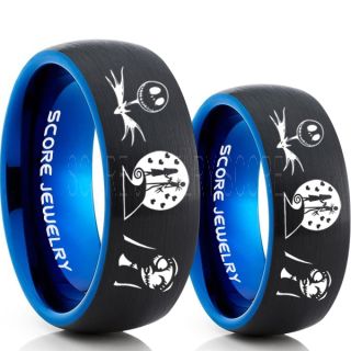 Jack and Sally Rings, Jack and Sally Wedding Bands, Black Tungsten Rings, Black Tungsten Wedding Bands, Jack and Sally Wedding Rings