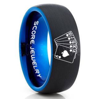 Royal Flush Ring, Ace of Spades Royal Flush Card Suit Ring, Texas Holdem Poker Ring, Poker Ring, Ace of Spades Ring, Poker Jewelry, Casino Ring, Joker Ring, Poker Wedding Ring, Black Tungsten Ring