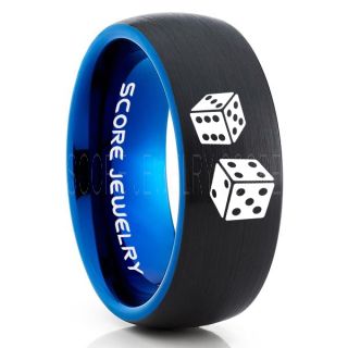 Craps Ring, Dice Ring, Dice Jewelry, Dice Wedding Ring, Poker Ring, Gaming Ring, Casino Ring, Joker Ring, Black Wedding Band, Black Tungsten Ring