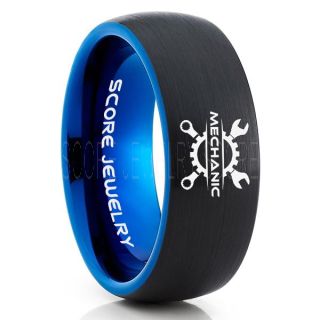Mechanic Ring, Wrench Ring, Torque Ring, Mechanic Jewelry, Black Tungsten Band, Black Tungsten Wedding Band