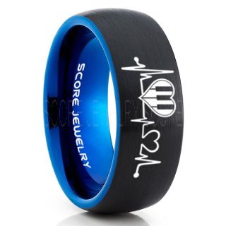 Music Ring, Music Heartbeat Ring, Music Sheet Ring, Music Jewelry, Piano Ring, Black Tungsten Ring, Black Ring, Black Wedding Band, Treble Clef Note Ring, Music Notes Ring