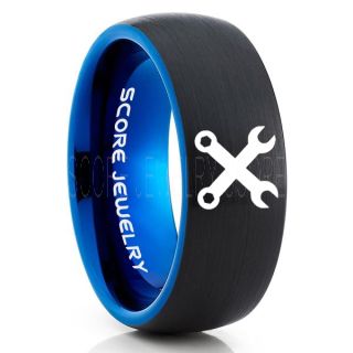 Mechanic Ring, Wrench Ring, Torque Ring, Mechanic Jewelry, Black Tungsten Band, Black Tungsten Wedding Band