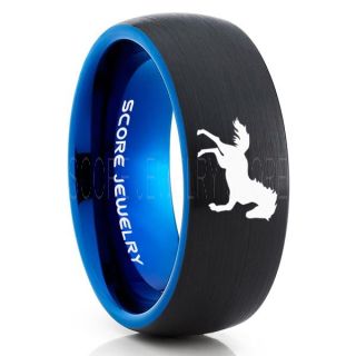 Mustang Ring, Horse Ring, Mustang Band, Equestrian Ring, Horse Lovers Ring, Western Ring, Cowboys Ring, Black Tungsten Ring, Black Wedding Band, Horse Wedding Ring