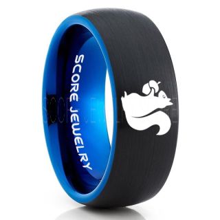 Squirrel Ring, Squirrel Jewelry, Black Tungsten Band, Black Tungsten Wedding Band, Squirrel Wedding Ring, Squirrel Wedding Band
