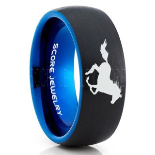 Mustang Ring, Horse Ring, Mustang Band, Equestrian Ring, Horse Lovers Ring, Western Ring, Cowboys Ring, Black Tungsten Ring, Black Wedding Band, Horse Wedding Ring