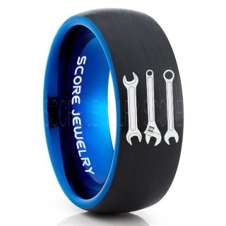 Mechanic Ring, Wrench Ring, Torque Ring, Mechanic Jewelry, Black Tungsten Band, Black Tungsten Wedding Band