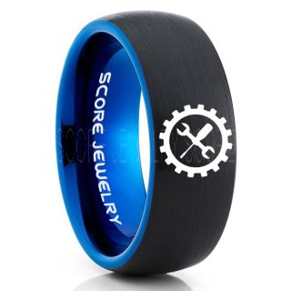 Mechanic Ring, Wrench Ring, Torque Ring, Mechanic Jewelry, Black Tungsten Band, Black Tungsten Wedding Band