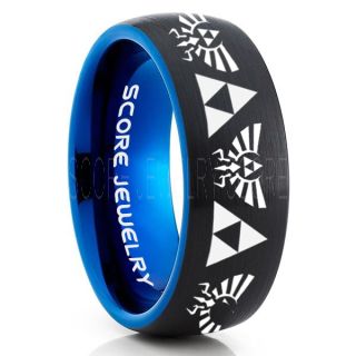 Legend of Zelda Ring, Zelda Triforce Ring, Black Zelda Wedding Ring, Black Tungsten Zelda Wedding Band, Black Tungsten Ring, Black Wedding Band, Gamer Ring