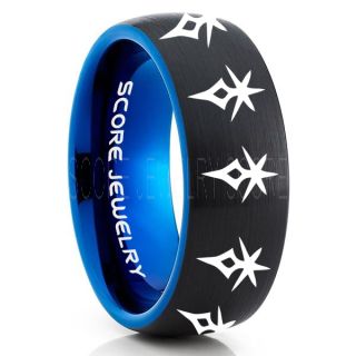 Final Fantasy Ring, Final Fantasy Jewelry, Dark Knight Ring, Gamer Ring, Final Fantasy Wedding Ring, Final Fantasy Wedding Band, Black Tungsten Ring, Black Wedding Band