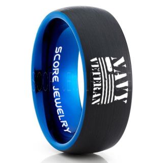 Navy Veteran Ring, United States Navy Ring, United States Navy Wedding Ring, 8mm Black Tungsten Ring, Black Wedding Band, Black Tungsten Band, Military Ring, United States Navy