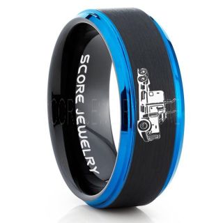 Truck Driver Ring, Trucker Ring, Black Tungsten Ring, Trucker Jewelry, Truck Driver Wedding Band, Black Tungsten Band, Black Wedding Ring