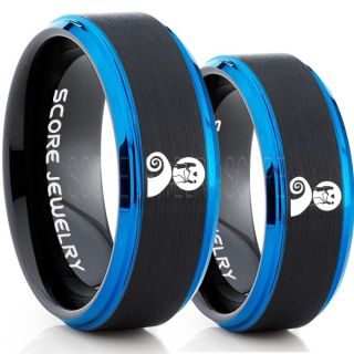 Jack and Sally Rings, Jack and Sally Wedding Bands, Black Tungsten Rings, Black Tungsten Wedding Bands, Jack and Sally Wedding Rings