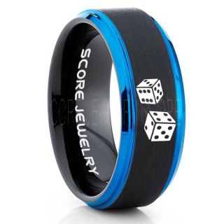 Craps Ring, Dice Ring, Dice Jewelry, Dice Wedding Ring, Poker Ring, Gaming Ring, Casino Ring, Joker Ring, Black Wedding Band, Black Tungsten Ring