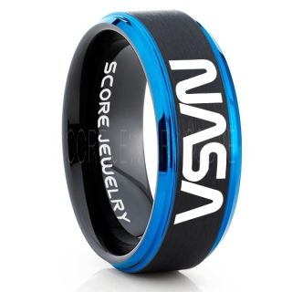 NASA Ring, NASA Jewelry, Astronomy Ring, Space Ring, Space Jewelry, Black Wedding Ring, Black Tungsten Band, NASA Wedding Band, NASA Wedding Ring