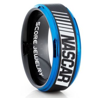 NASCAR Ring, NASCAR Jewelry, Racing Ring, Racing Flag Ring, Checkered Flag Ring, Chequered Flag Ring, Black Tungsten Ring, Car Racing Ring, Black Wedding Band, Black Tungsten Ring