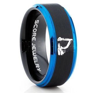 Backhoe Ring, Excavator Ring, Tractor Ring, Construction Machinery Ring, Backhoe Jewelry, Excavation Machinery Ring, Bulldozer Ring, Black Tungsten Wedding Ring, Black Tungsten Ring