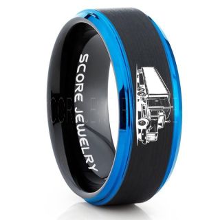 Truck Driver Ring, Trucker Ring, Black Tungsten Ring, Trucker Jewelry, Truck Driver Wedding Band, Black Tungsten Band, Black Wedding Ring