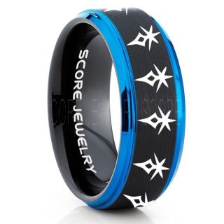 Final Fantasy Ring, Final Fantasy Jewelry, Dark Knight Ring, Gamer Ring, Final Fantasy Wedding Ring, Final Fantasy Wedding Band, Black Tungsten Ring, Black Wedding Band