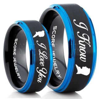 I Love You I Know Rings, 2 Piece Couple Set Star Wars Rings, Star Wars Wedding Bands, Matching I Love You I Know Rings, Black Wedding Rings, Black Tungsten Bands, Star Wars Wedding Bands