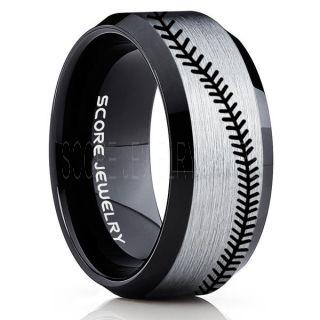 Baseball Ring, Baseball Stitch Pattern Ring, Silver Tungsten Ring, Silver Ring, Silver Wedding Band, Silver Wedding Ring, Baseball Stitch Ring, Silver Tungsten Band