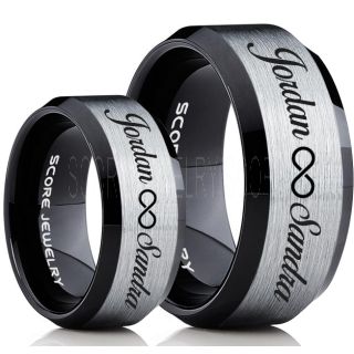 Infinity Couple Rings, Matching Couple Wedding Rings Set, Couple Wedding Rings, CUSTOMIZE YOUR NAMES Wedding Bands, Always and Forever Jewelry, Silver Tungsten Wedding Ring, Silver Tungsten Rings