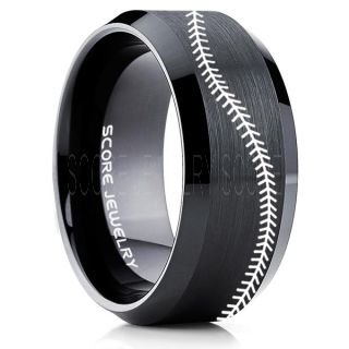 Baseball Ring, Baseball Stitch Pattern Ring, Black Tungsten Ring, Black Ring, Black Wedding Band, Black Wedding Ring, Baseball Stitch Ring, Black Wedding Band