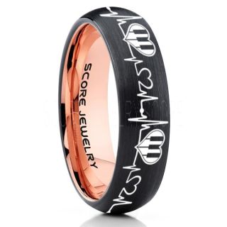 Music Ring, Music Heartbeat Ring, Music Sheet Ring, Music Jewelry, Piano Ring, Black Tungsten Ring, Black Ring, Black Wedding Band, Treble Clef Note Ring, Music Notes Ring