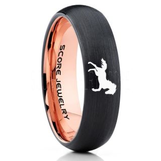 Mustang Ring, Horse Ring, Mustang Band, Equestrian Ring, Horse Lovers Ring, Western Ring, Cowboys Ring, Black Tungsten Ring, Black Wedding Band, Horse Wedding Ring