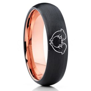 Dolphins Ring, Dolphin Heart Ring, Dolphin Wedding Ring, Dolphin Wedding Band, Marine Life Ring, Bottlenose Dolphins Ring, Black Tungsten Ring, Black Wedding Band, Ocean Life Wedding Band
